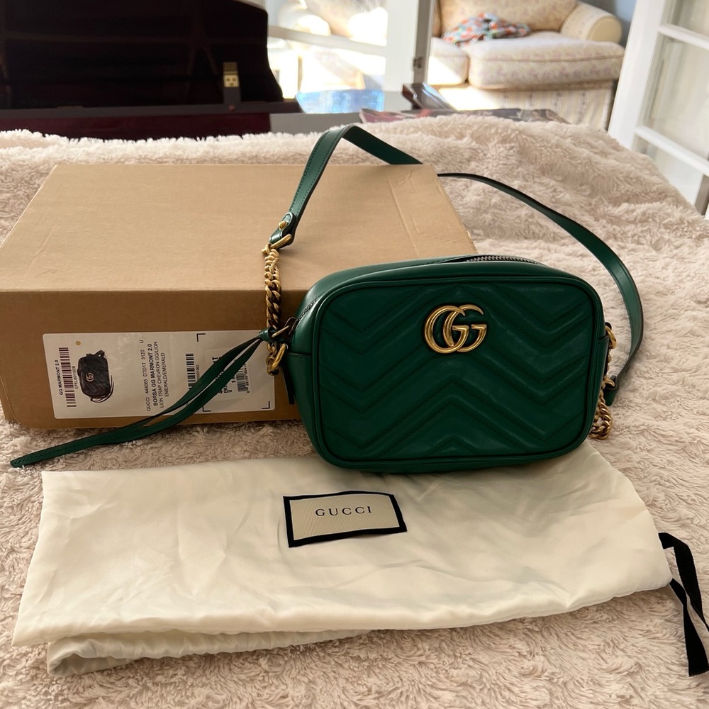 Gucci GG Marmont matelasse mini bag Emerald